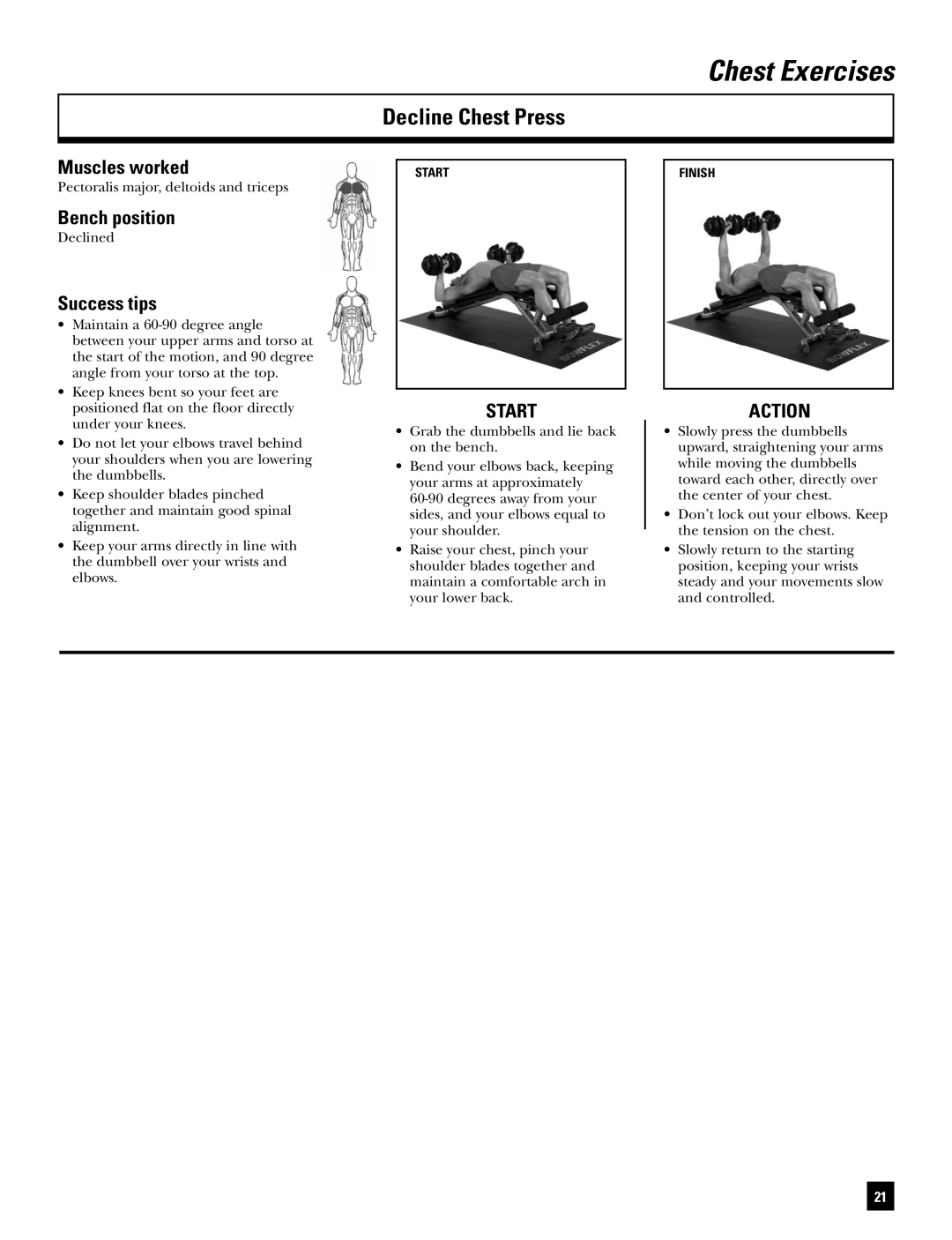 Bowflex BD1090 manual Decline Chest Press 