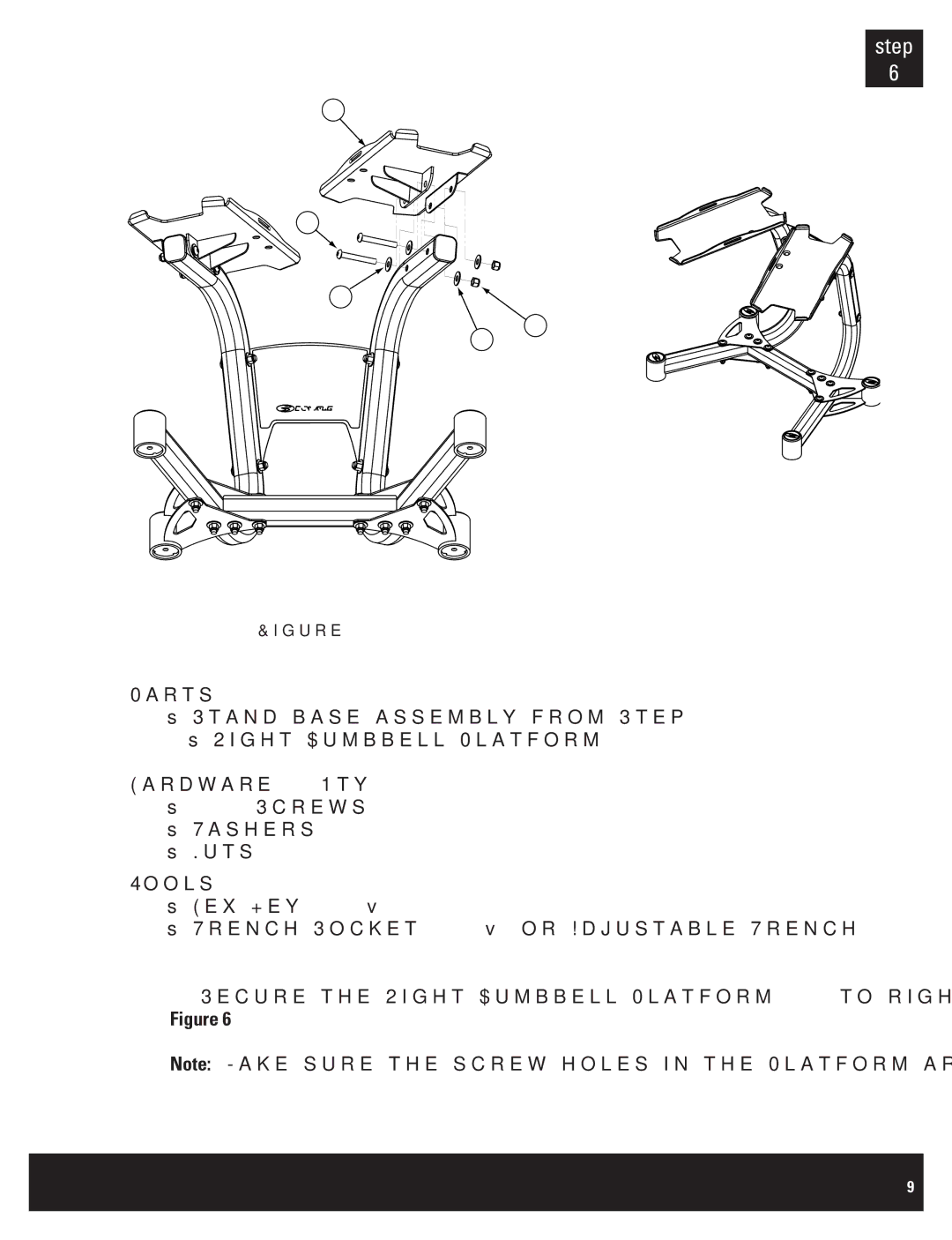 Bowflex BDS1642 manual Stand base assembly from Step Right Dumbbell Platform #6 