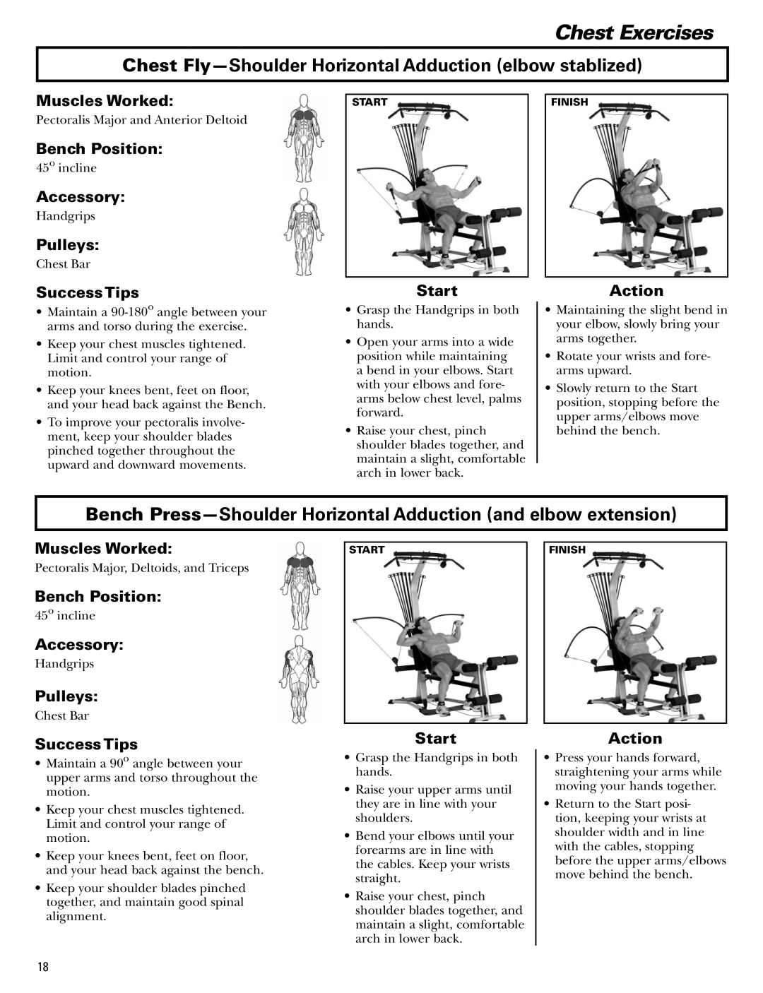 Bowflex Blaze manual Chest Exercises, Chest Fly-Shoulder Horizontal Adduction elbow stablized 