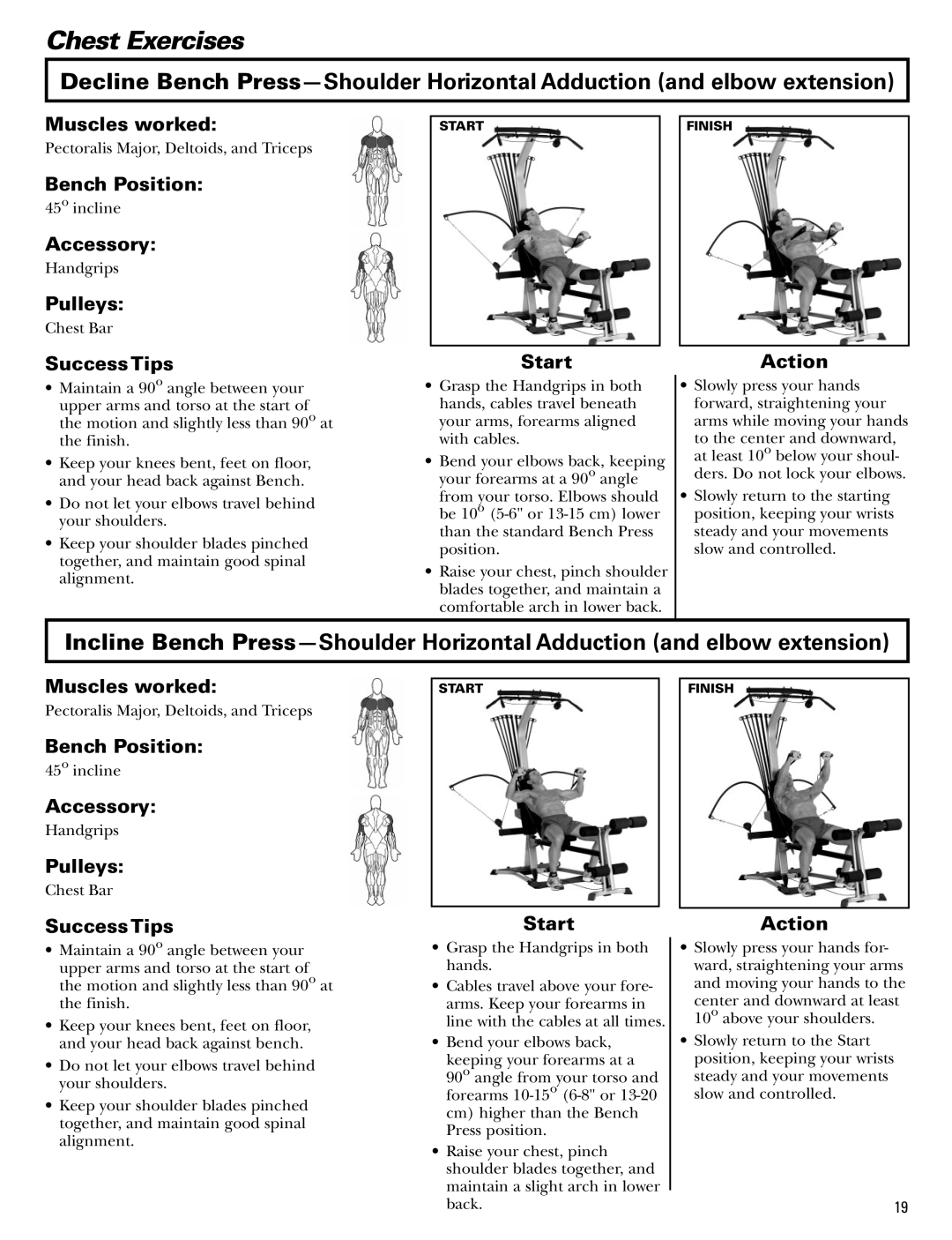 Bowflex Blaze manual Chest Exercises 