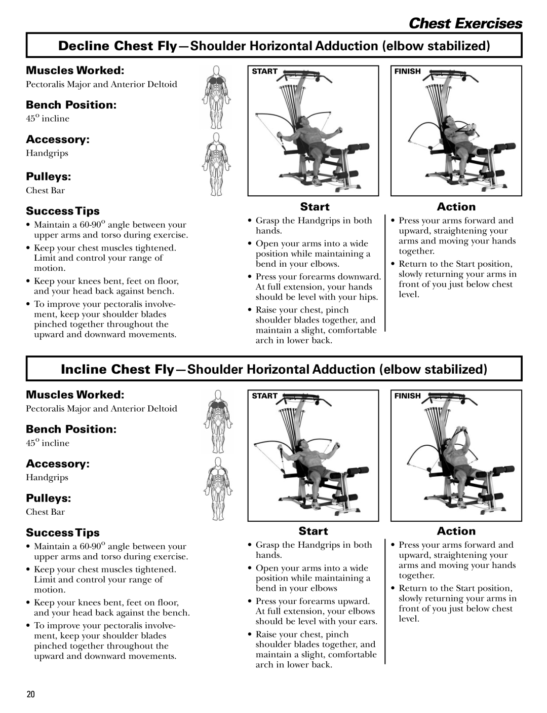 Bowflex Blaze manual Chest Exercises 