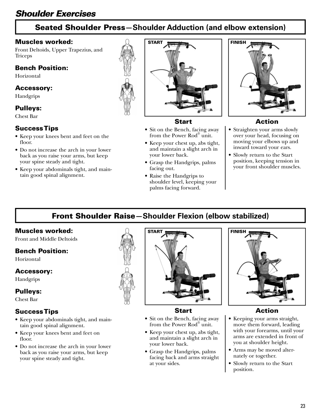 Bowflex Blaze manual Seated Shoulder Press-Shoulder Adduction and elbow extension 