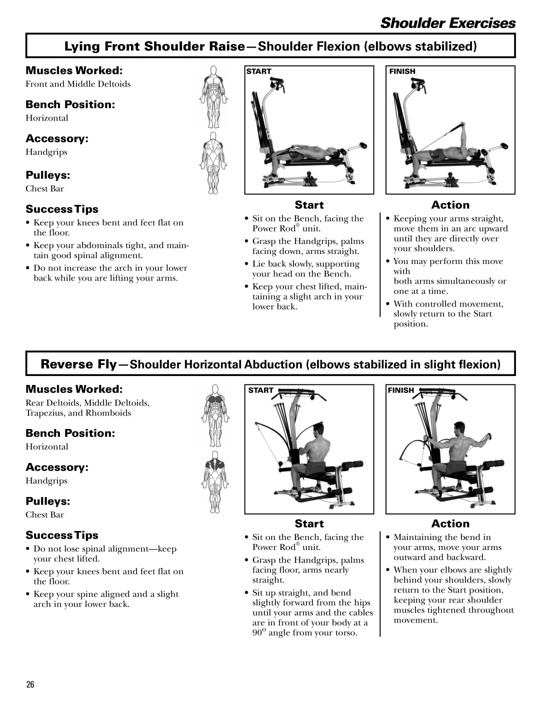 Bowflex Blaze manual Rear Deltoids, Middle Deltoids, Trapezius, and Rhomboids 