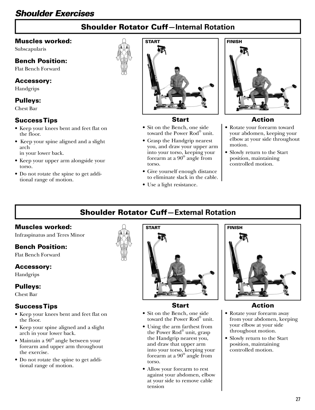 Bowflex Blaze manual Shoulder Rotator Cuff-Internal Rotation, Shoulder Rotator Cuff-External Rotation 