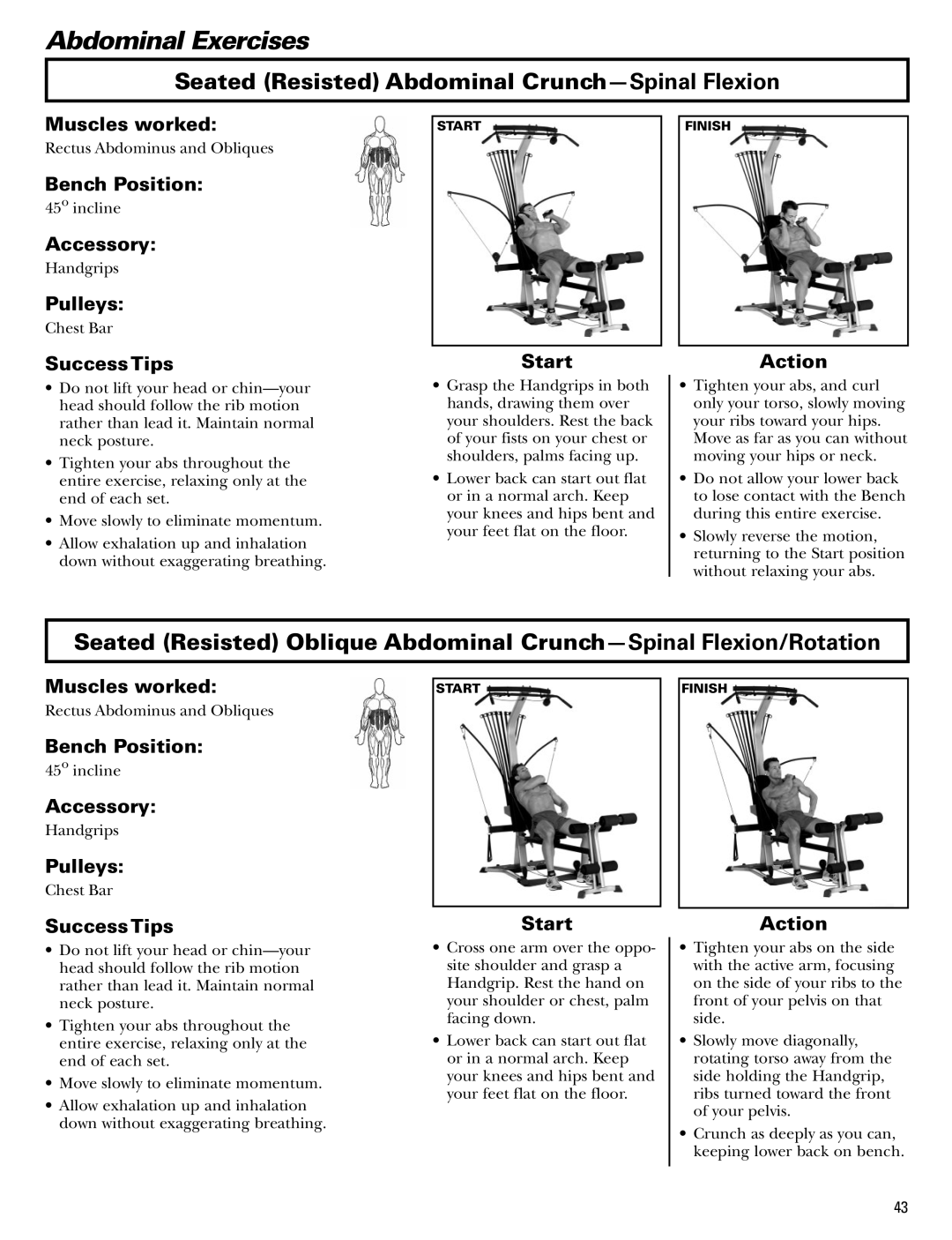 Bowflex Blaze manual Seated Resisted Abdominal Crunch-Spinal Flexion 