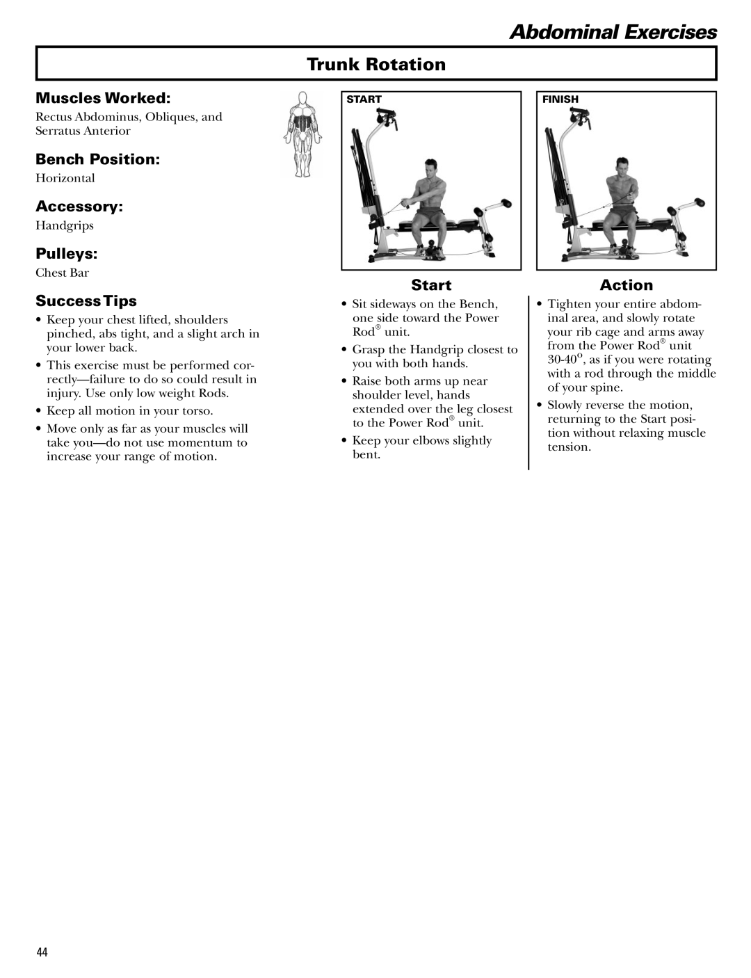 Bowflex Blaze manual Trunk Rotation 