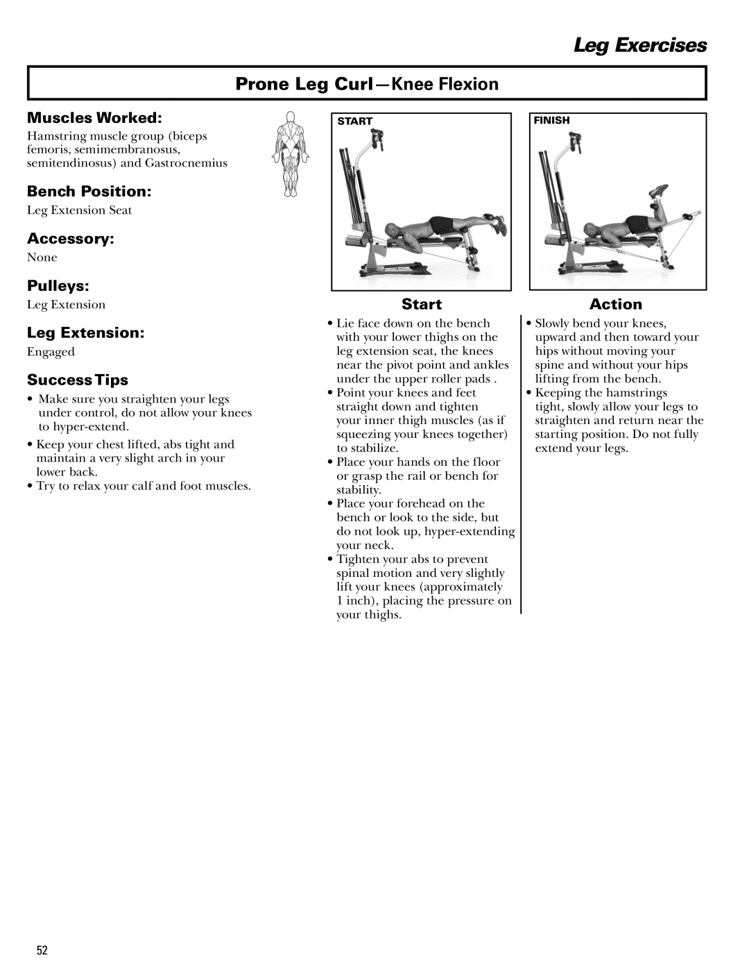 Bowflex Blaze manual Prone Leg Curl-Knee Flexion 