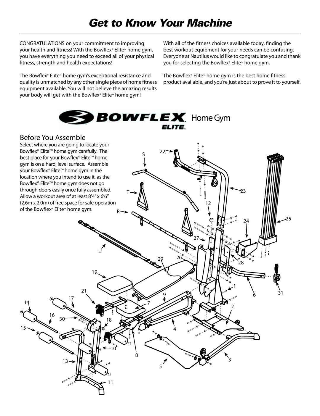 Bowflex ElitePlus manual Get to Know Your Machine, Before You Assemble 