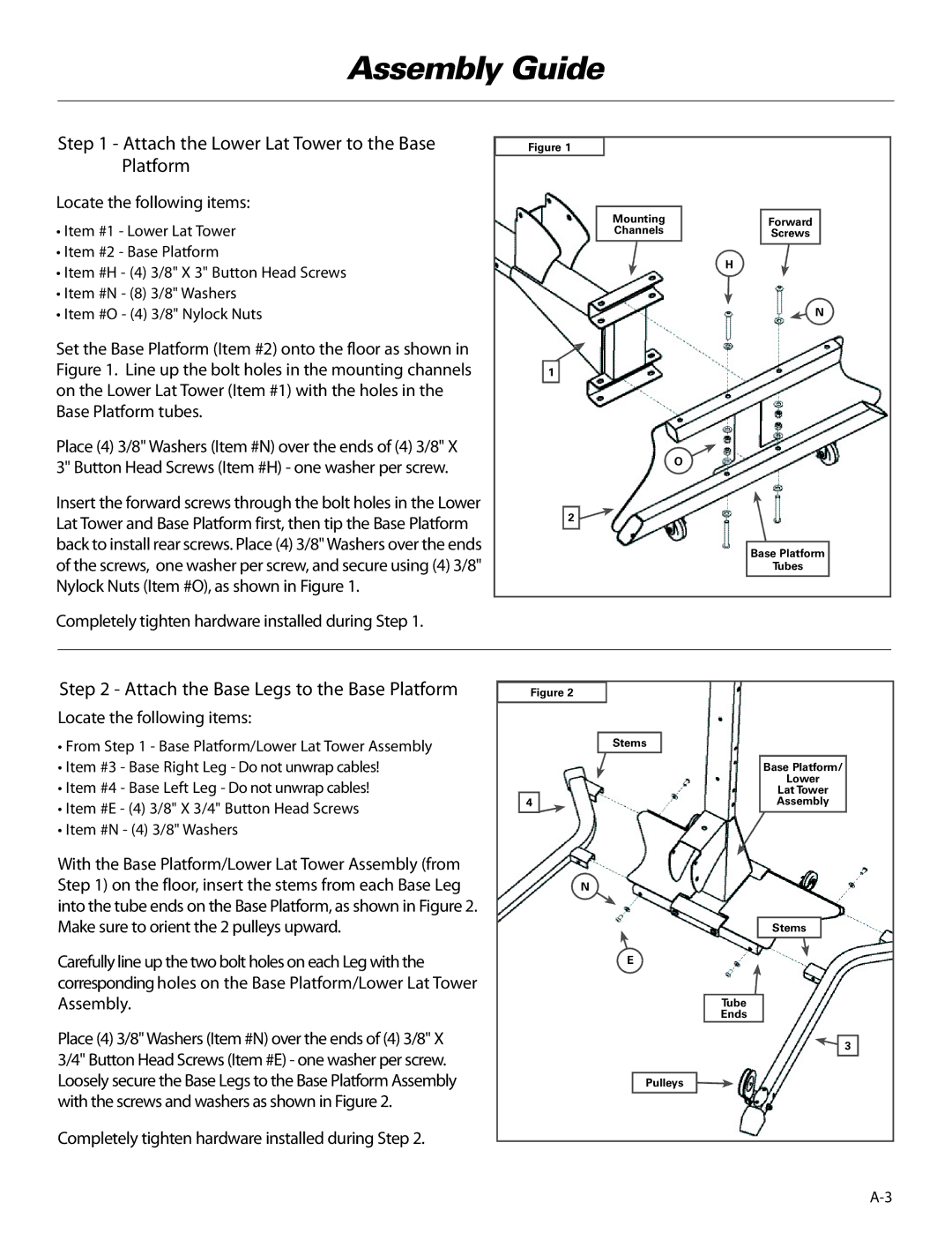 Bowflex ElitePlus manual Assembly Guide, Attach the Lower Lat Tower to the Base Platform 