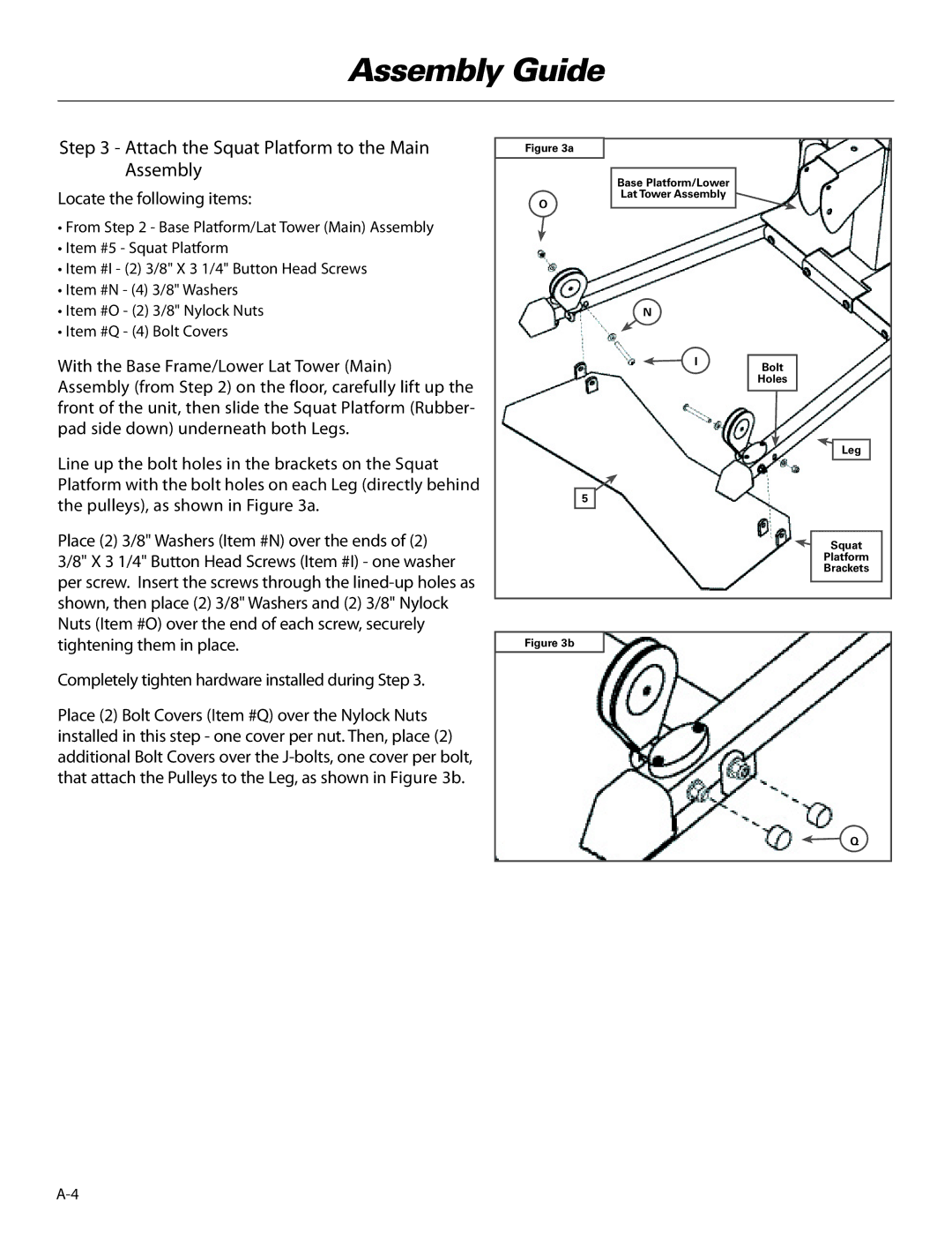 Bowflex ElitePlus manual Attach the Squat Platform to the Main Assembly 