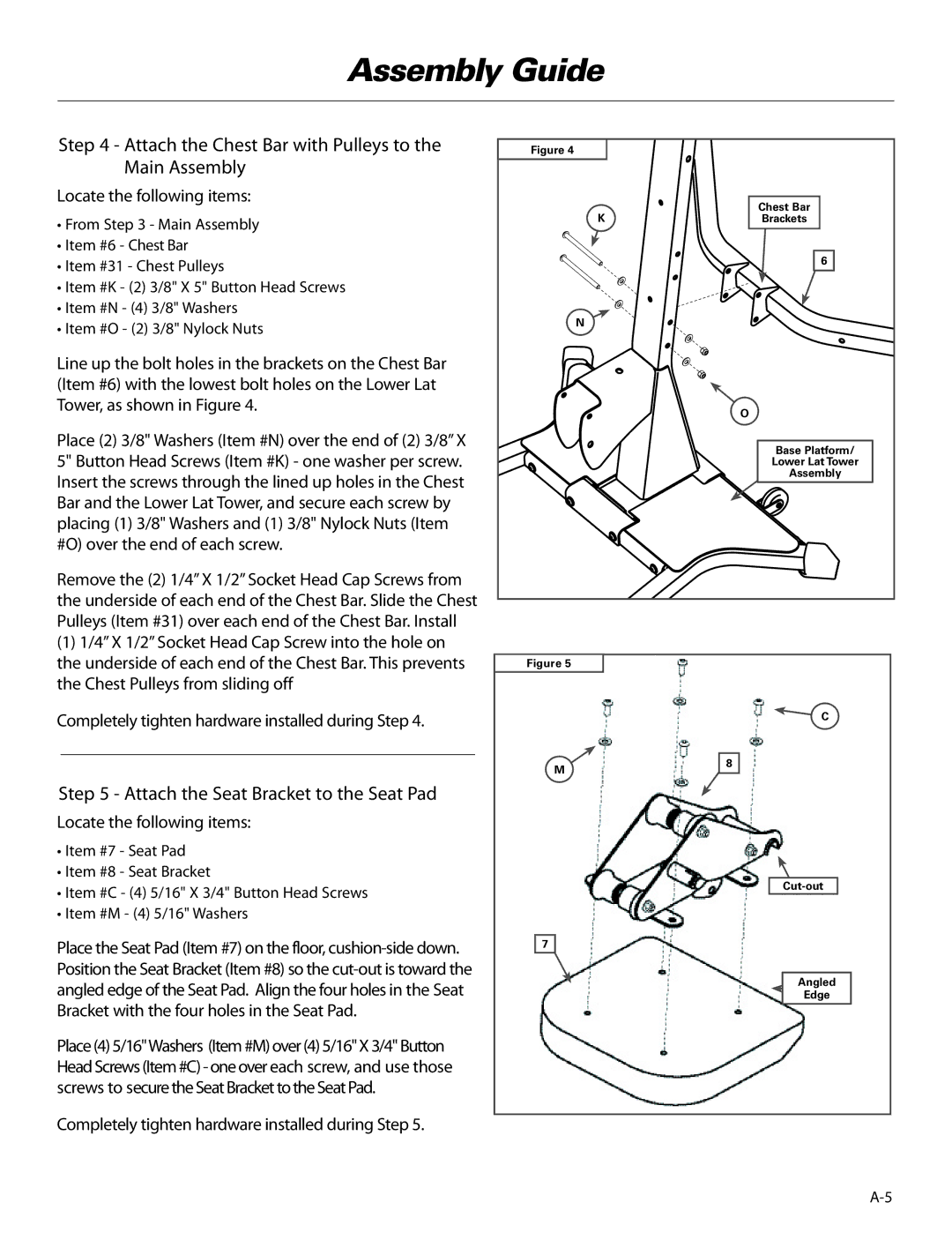 Bowflex ElitePlus manual Attach the Chest Bar with Pulleys to the Main Assembly, Attach the Seat Bracket to the Seat Pad 