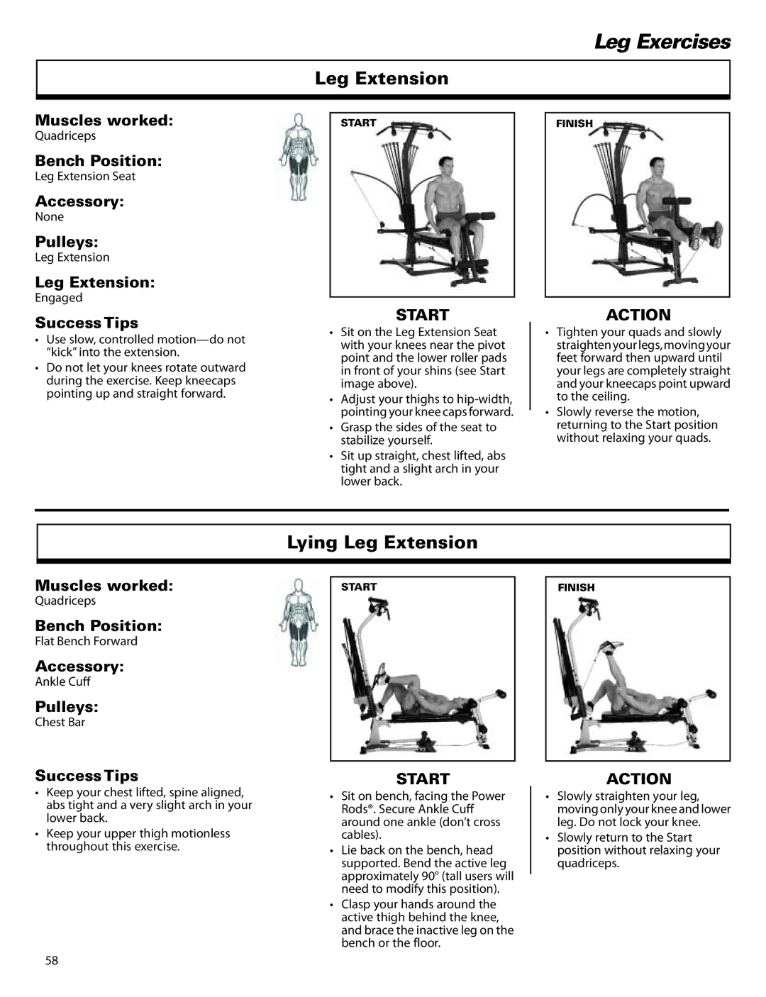 Bowflex ElitePlus manual Lying Leg Extension 