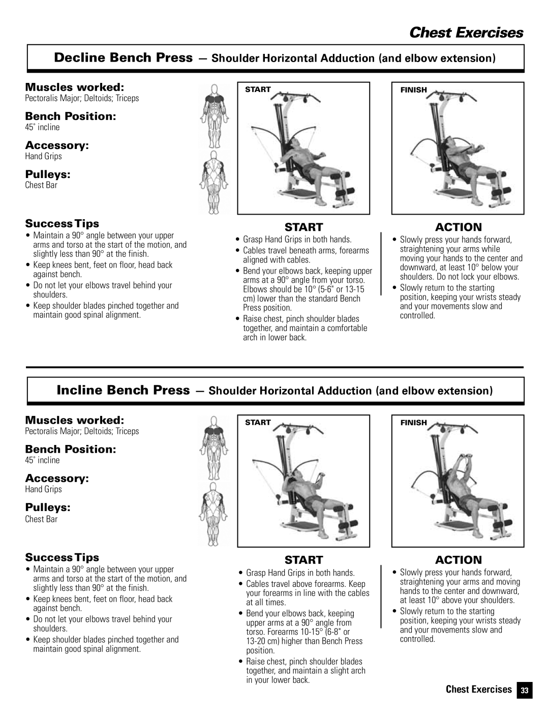 Bowflex Motivator 2 manual Cm higher than Bench Press position 