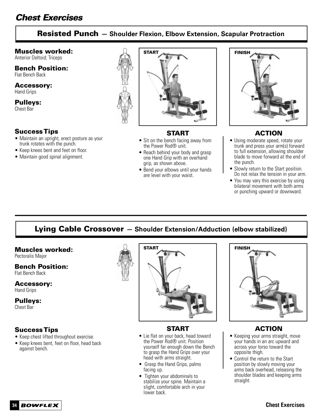 Bowflex Motivator 2 manual Anterior Deltoid Triceps, Flat Bench Back, Sit on the bench facing away from the Power Rod unit 