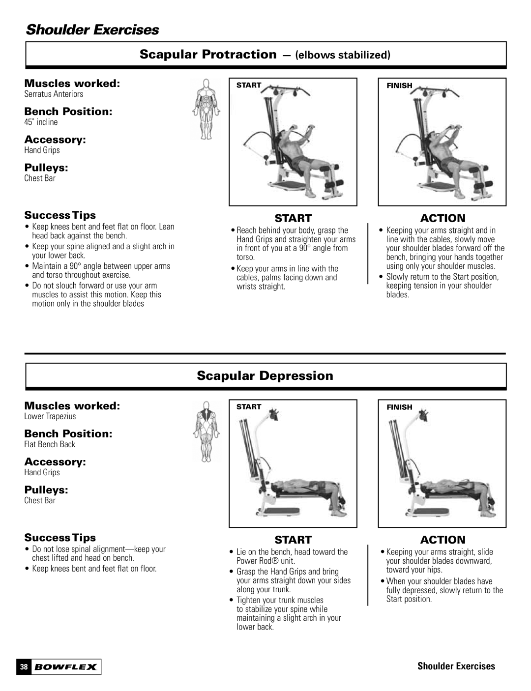 Bowflex Motivator 2 manual Scapular Protraction elbows stabilized, Scapular Depression, Serratus Anteriors, Lower Trapezius 