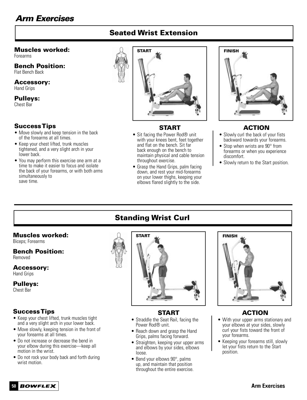 Bowflex Motivator 2 manual Seated Wrist Extension, Standing Wrist Curl 