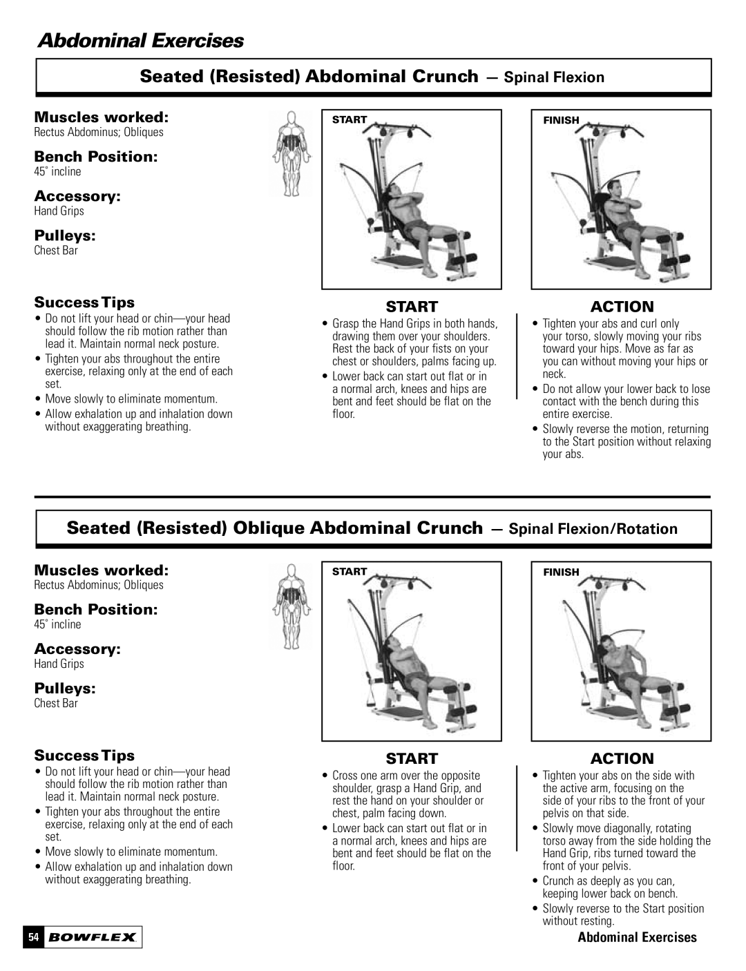 Bowflex Motivator 2 Seated Resisted Abdominal Crunch Spinal Flexion, Slowly reverse to the Start position without resting 