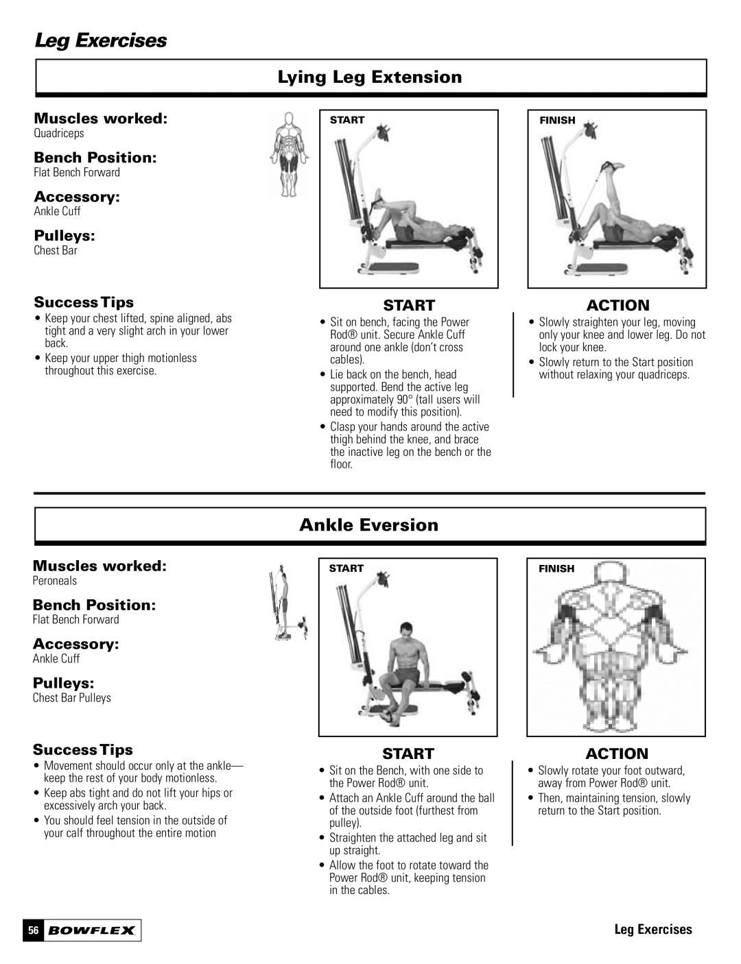 Bowflex Motivator 2 manual Lying Leg Extension, Ankle Eversion, Ankle Cuff, Peroneals, Chest Bar Pulleys 