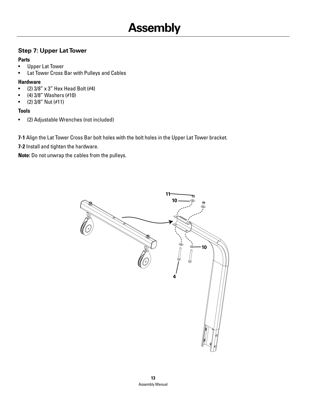 Bowflex PR1000 manual Upper Lat Tower 