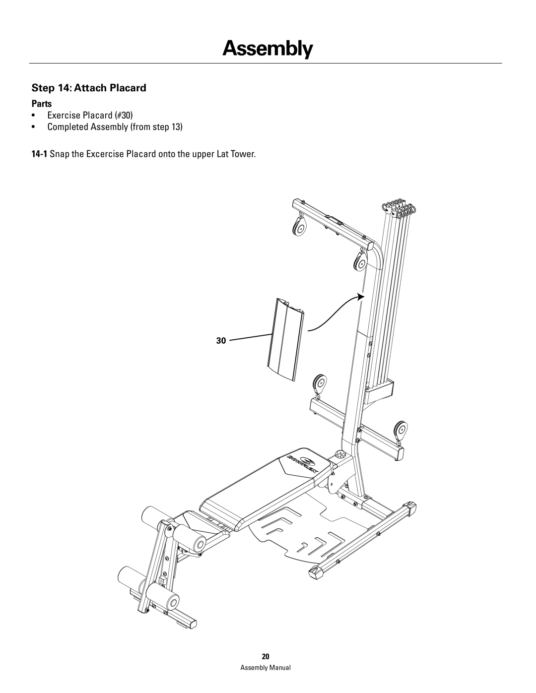 Bowflex PR1000 manual Attach Placard 