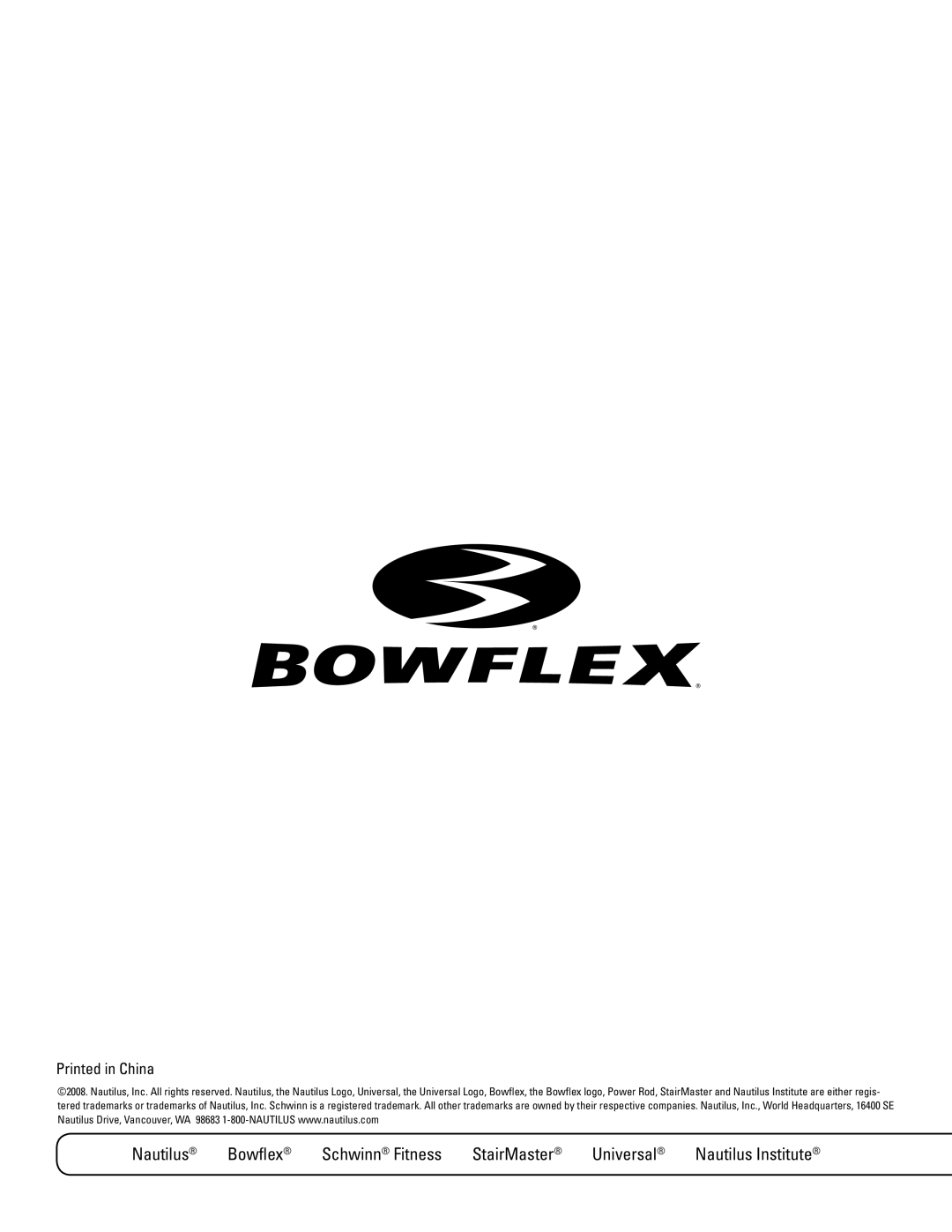 Bowflex PR1000 manual Nautilus Bowflex Schwinn Fitness StairMaster Universal 