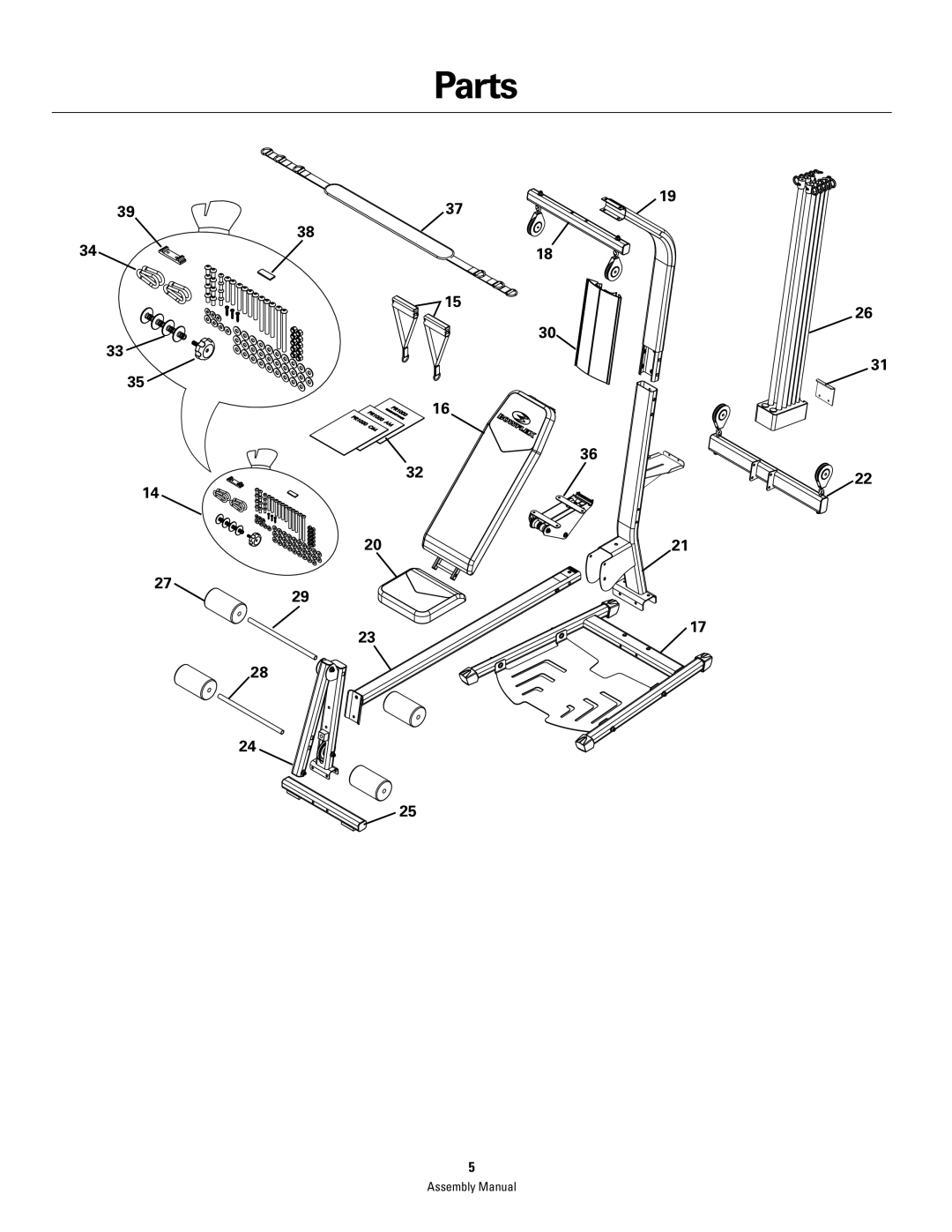 Bowflex PR1000 manual Parts 