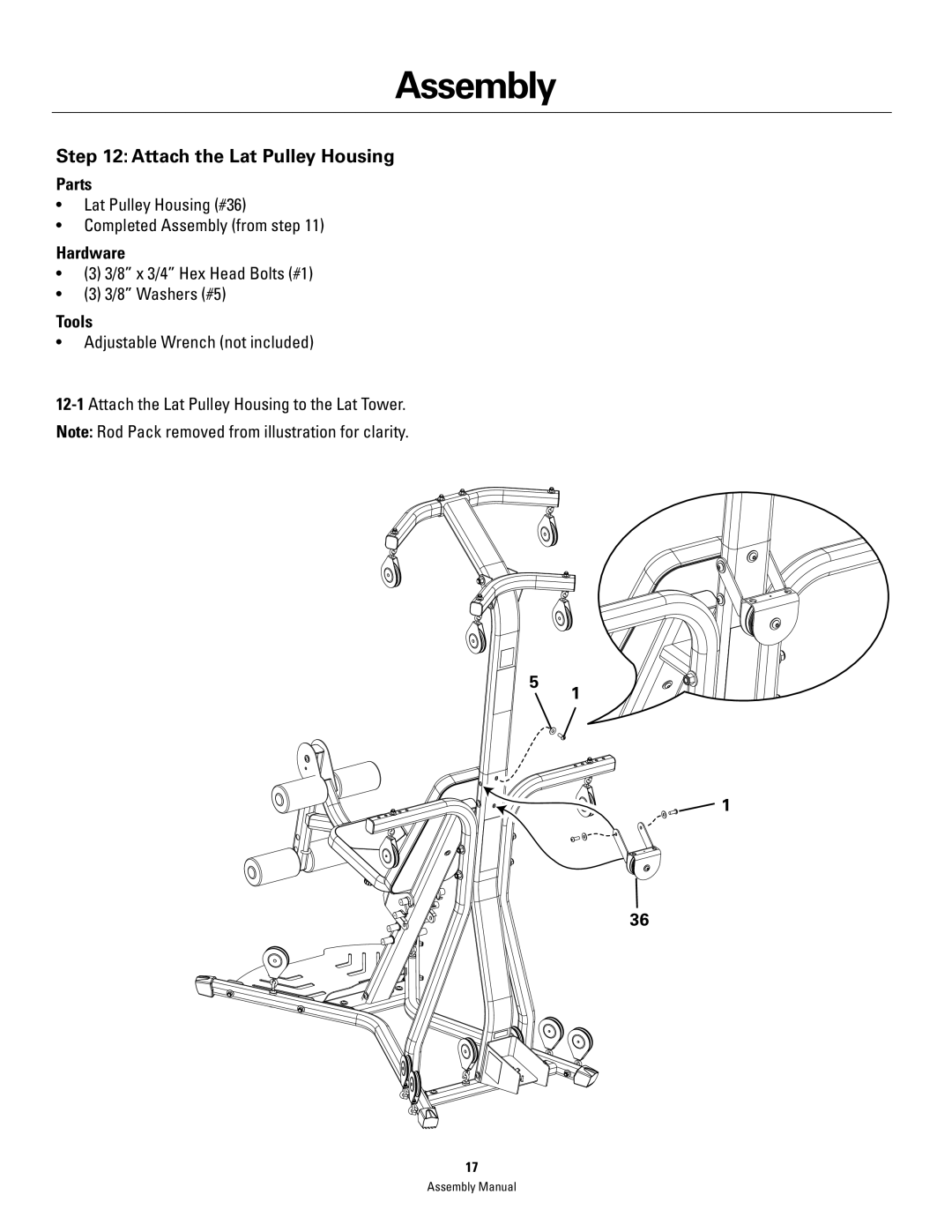 Bowflex PR3000 manual Attach the Lat Pulley Housing 