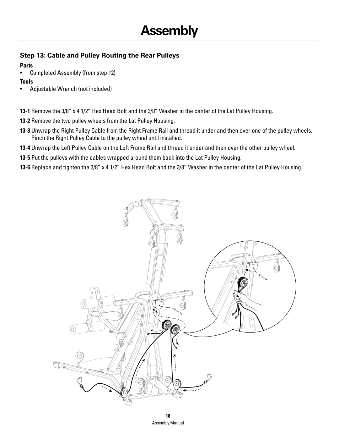 Bowflex PR3000 manual Cable and Pulley Routing the Rear Pulleys 