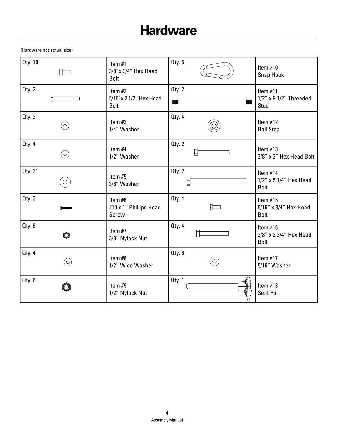 Bowflex PR3000 manual Hardware 