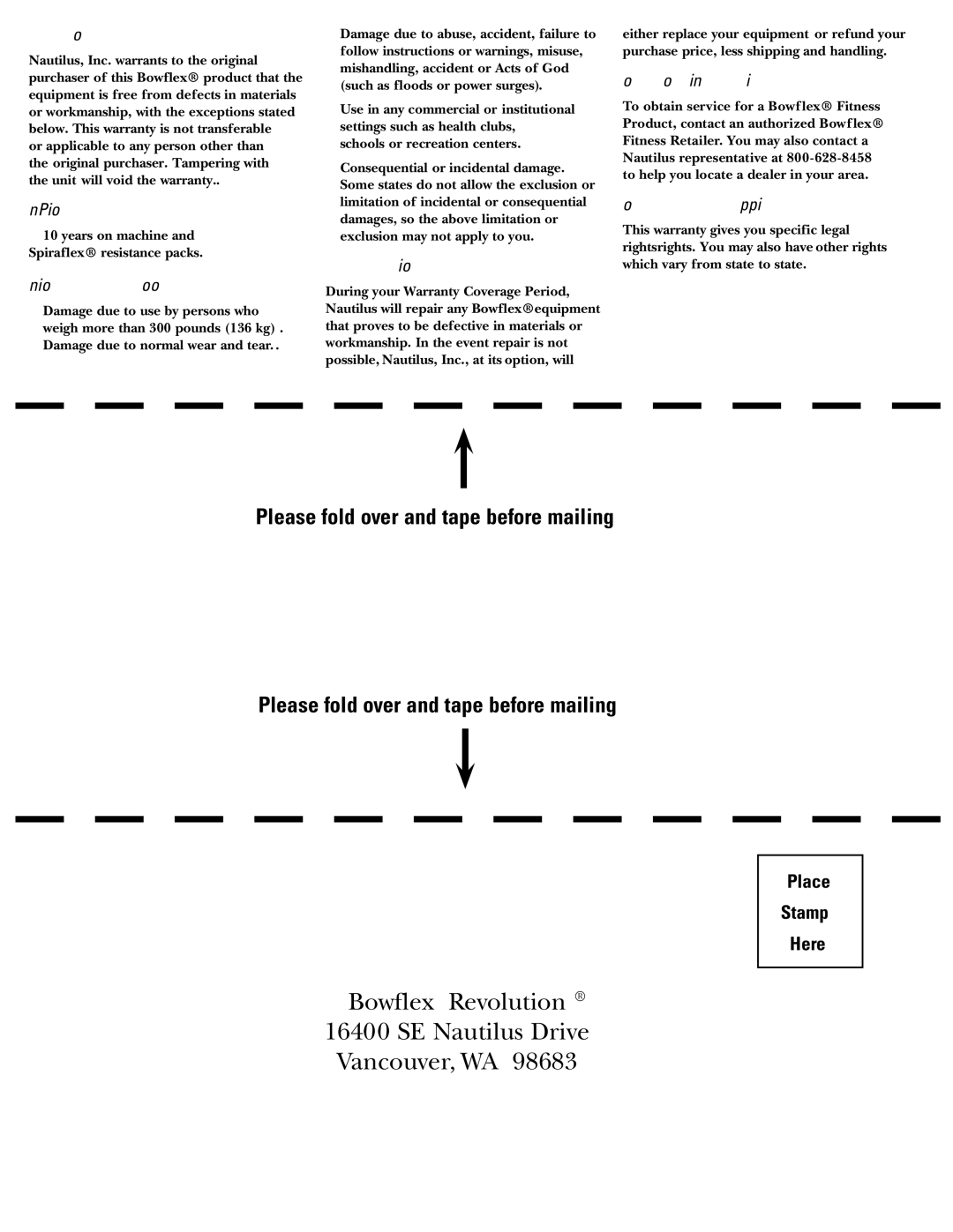 Bowflex manual Bowflex Revolution SE Nautilus Drive Vancouver, WA 
