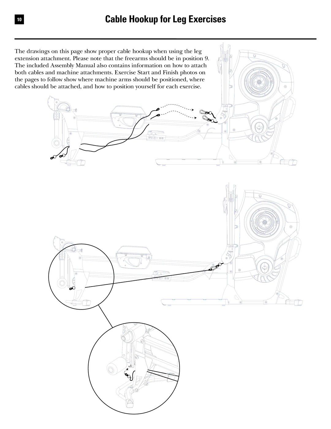 Bowflex Revolution manual Cable Hookup for Leg Exercises 