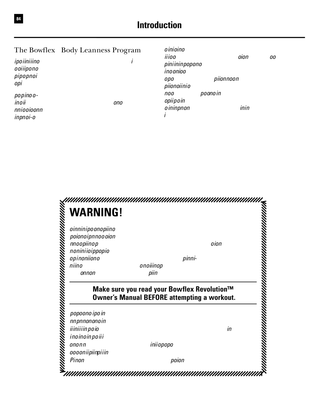 Bowflex Revolution manual Introduction, Bowflex Body Leanness Program 