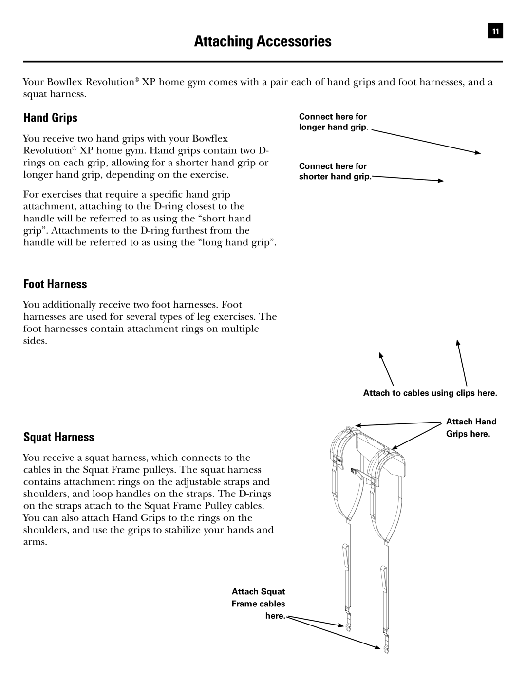 Bowflex RevolutionXP manual Attaching Accessories, Hand Grips 