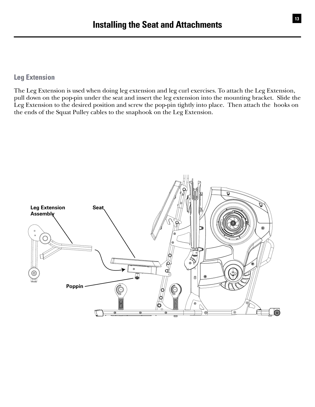 Bowflex RevolutionXP manual Leg Extension 