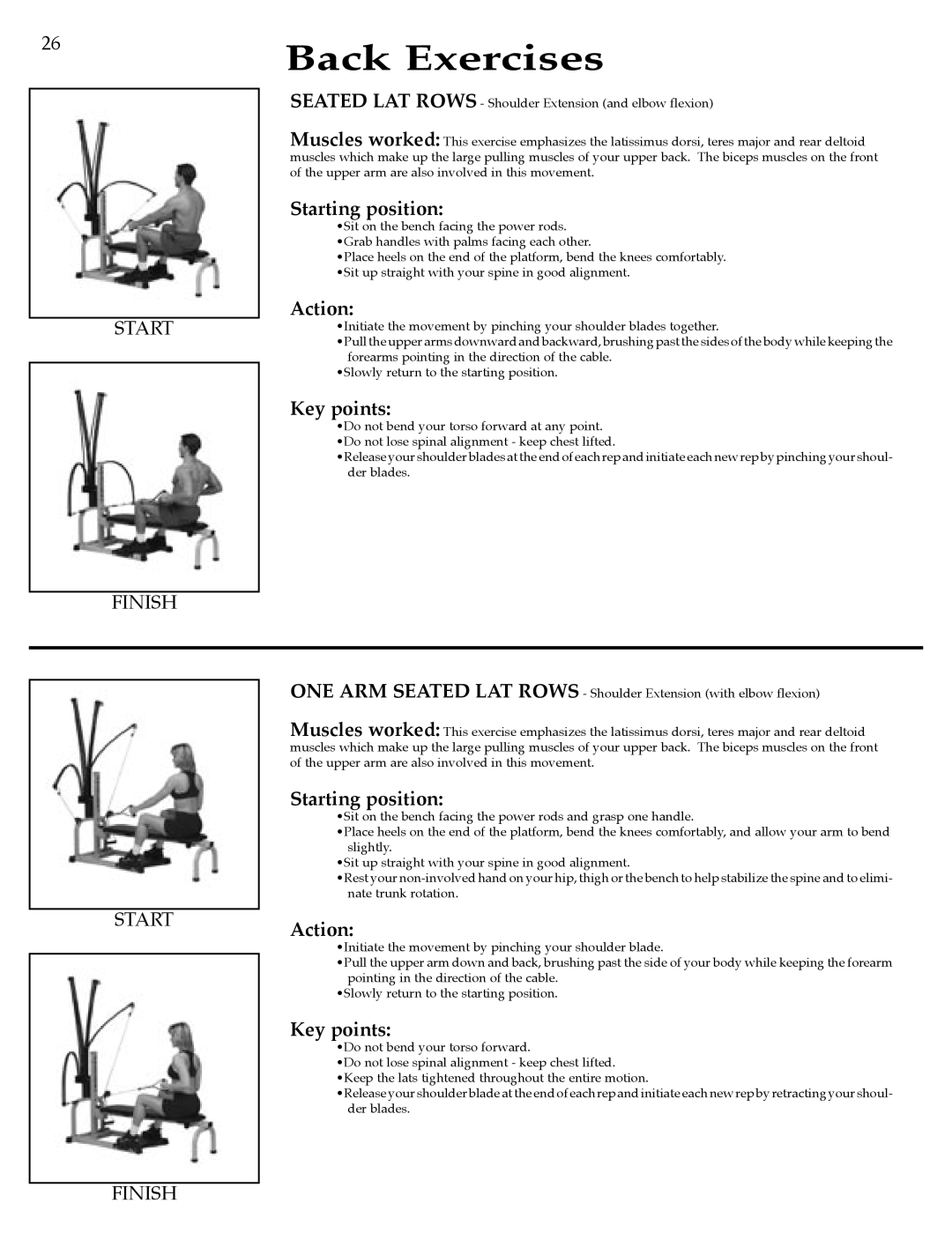 Bowflex Strength Training System manual Back Exercises 