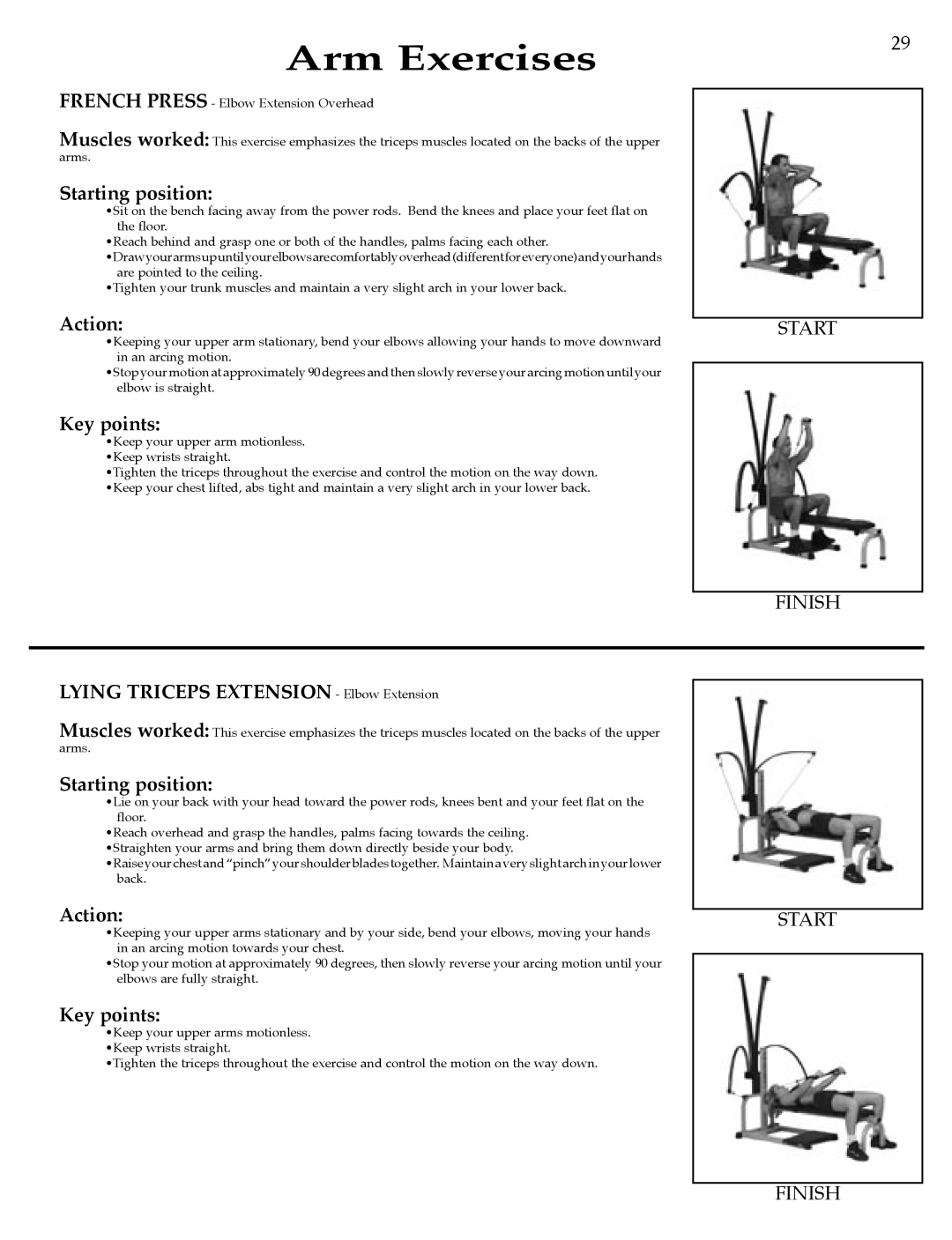 Bowflex Strength Training System manual Lying Triceps Extension Elbow Extension 