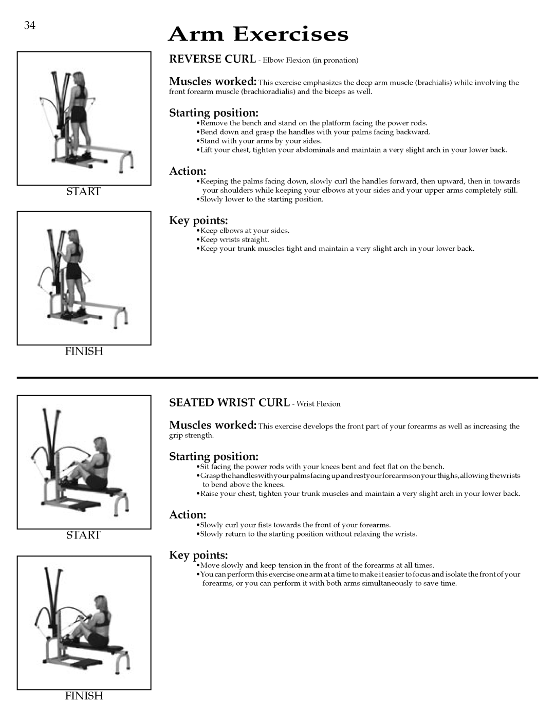 Bowflex Strength Training System manual Seated Wrist Curl Wrist Flexion 