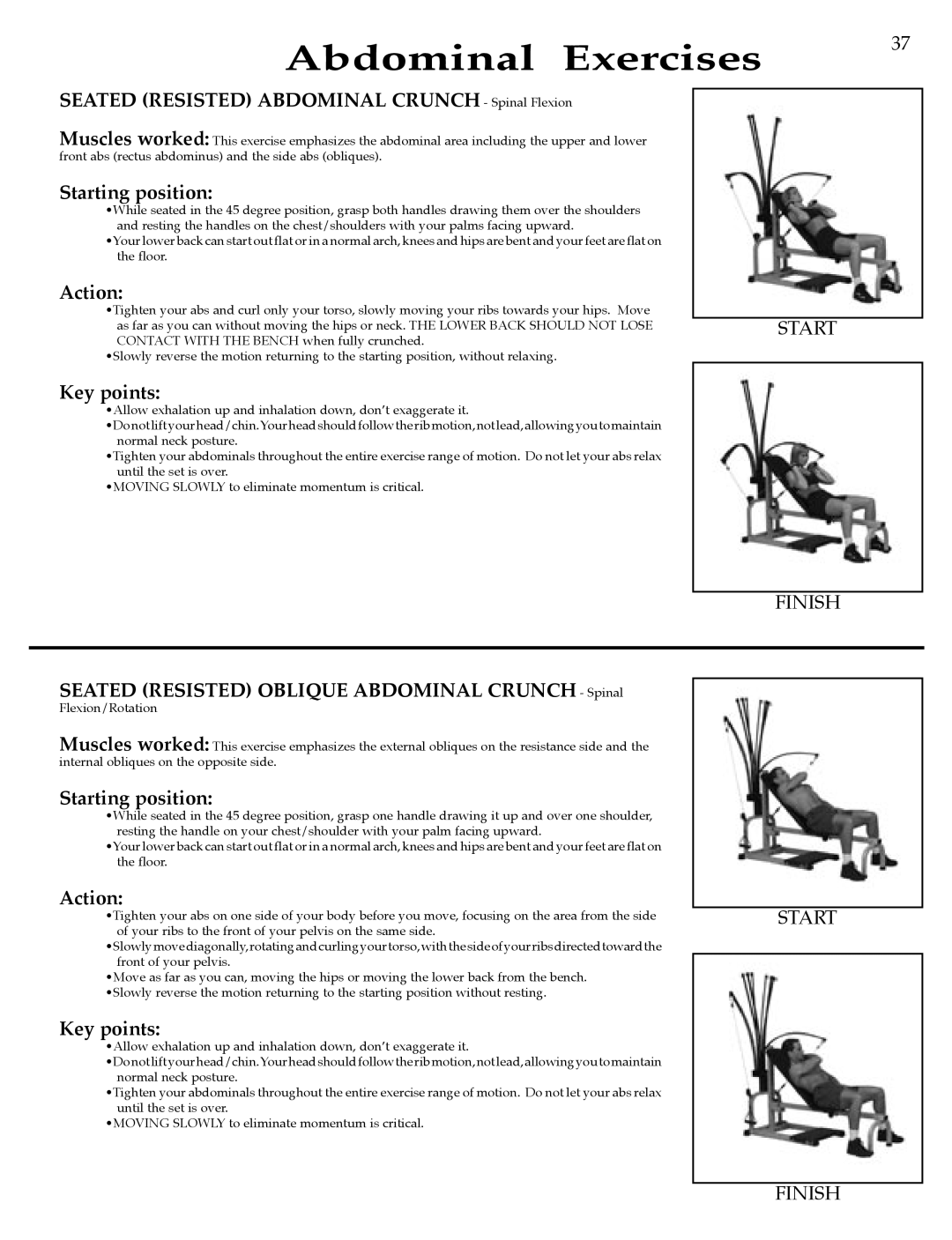 Bowflex Strength Training System manual Seated Resisted Abdominal Crunch Spinal Flexion 