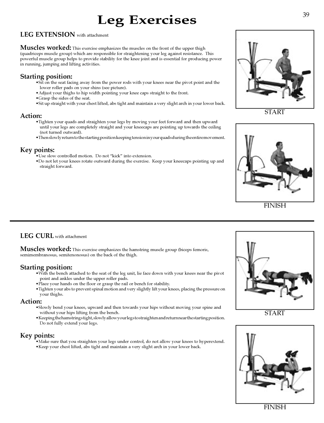 Bowflex Strength Training System manual Leg Exercises 