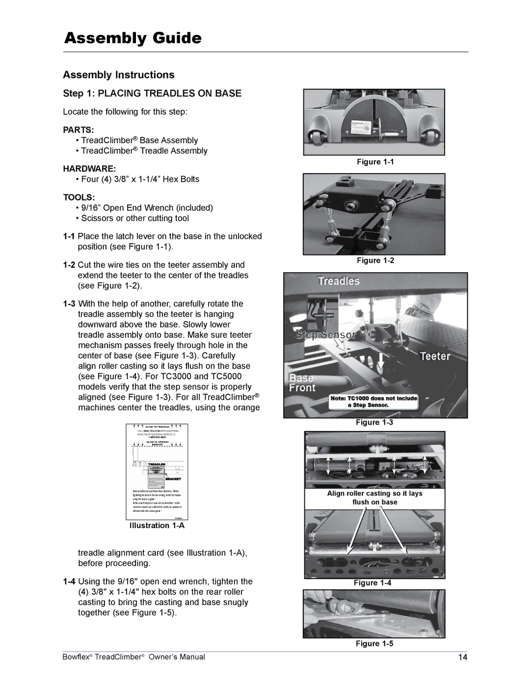 Bowflex TC3000, TC5000, TC1000 manual Assembly Instructions, Placing Treadles on Base 