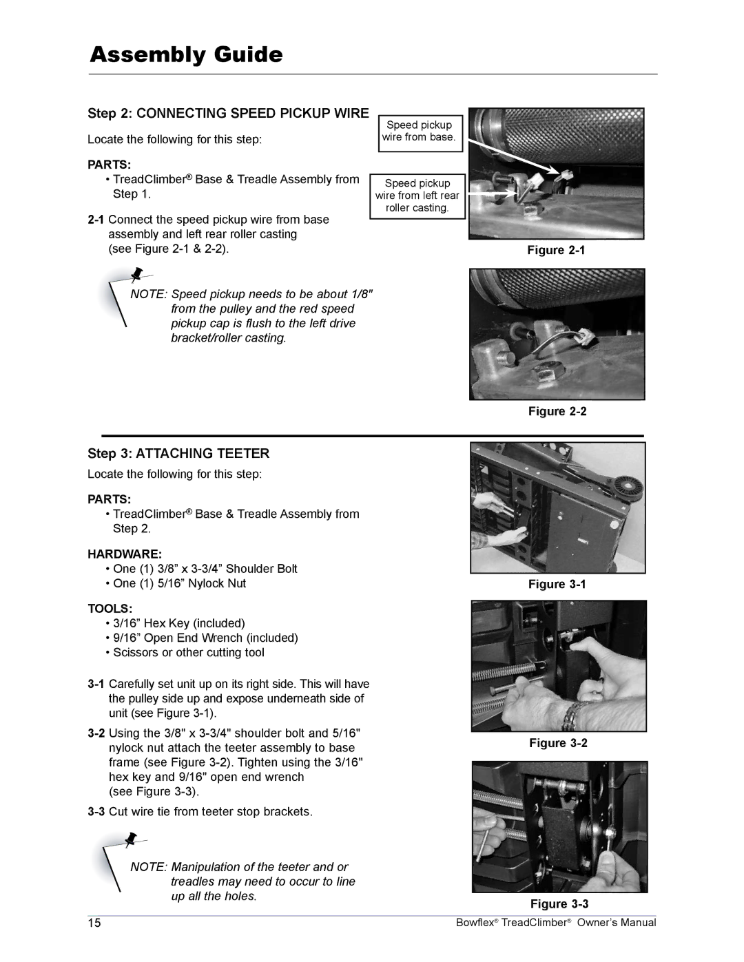 Bowflex TC5000, TC1000, TC3000 manual Connecting Speed Pickup Wire, Attaching Teeter 