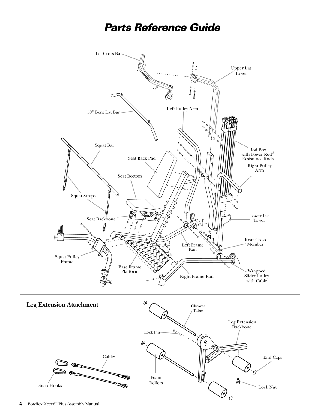 Bowflex Xceed Plus manual Parts Reference Guide, Leg Extension Attachment 