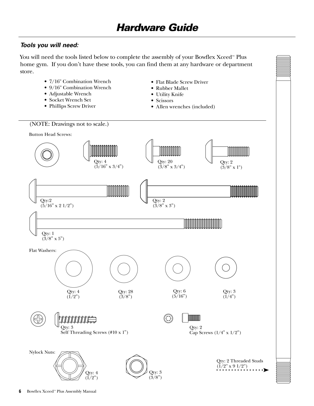 Bowflex Xceed Plus manual Hardware Guide, Tools you will need 