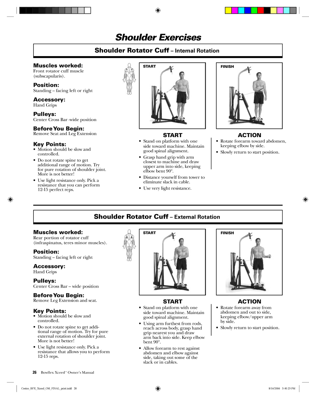 Bowflex Xceed manual Shoulder Rotator Cuff Internal Rotation, Shoulder Rotator Cuff External Rotation 