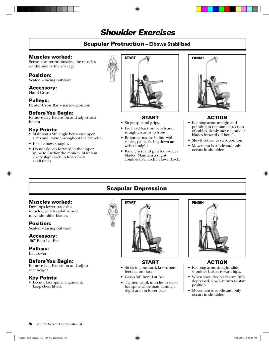 Bowflex Xceed manual Scapular Protraction Elbows Stabilized, Scapular Depression 