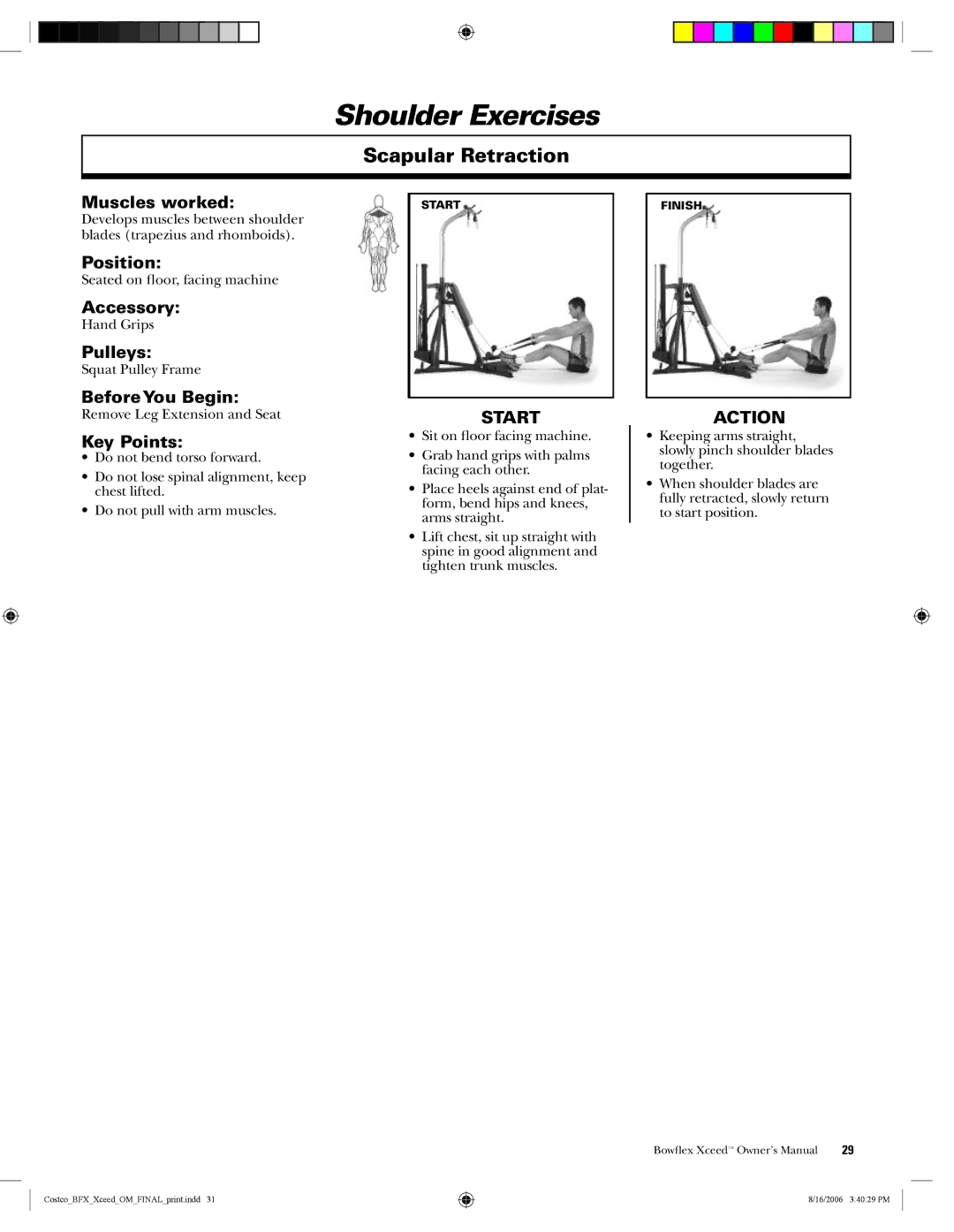 Bowflex Xceed manual Scapular Retraction 