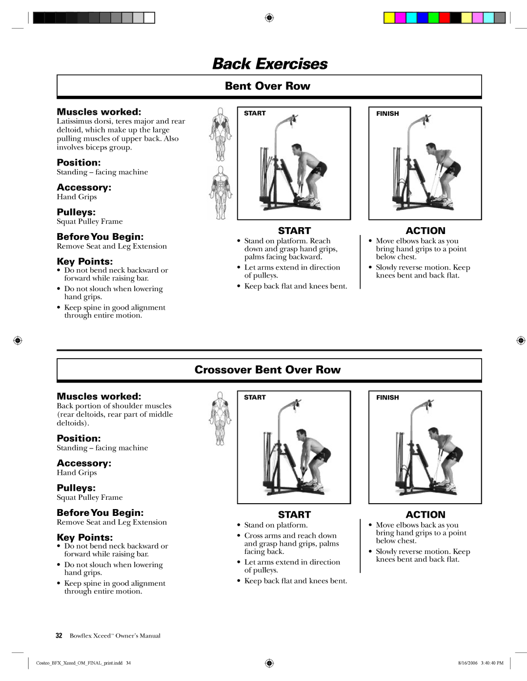 Bowflex Xceed manual Crossover Bent Over Row 