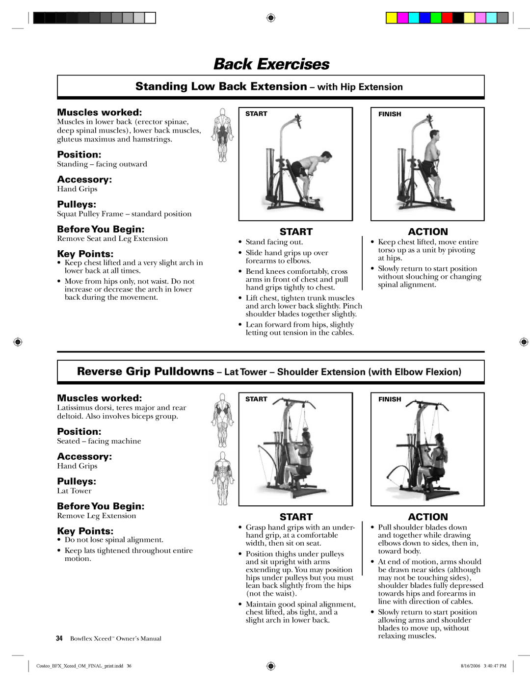 Bowflex Xceed manual Standing Low Back Extension with Hip Extension 