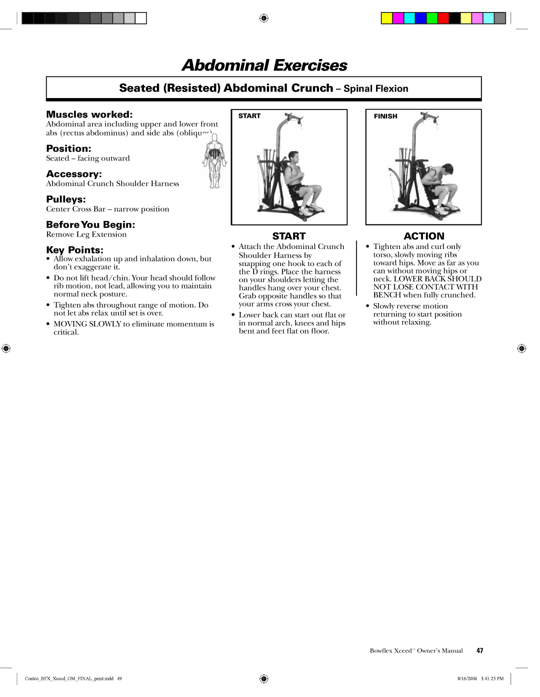 Bowflex Xceed manual Seated Resisted Abdominal Crunch Spinal Flexion 