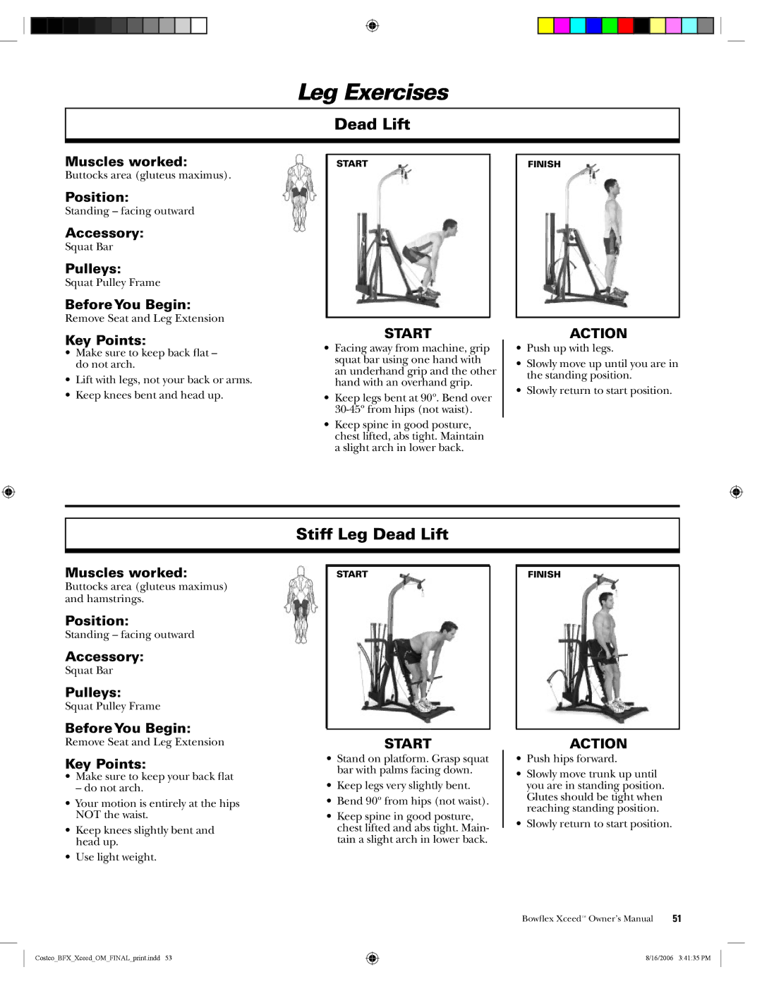 Bowflex Xceed manual Stiff Leg Dead Lift 